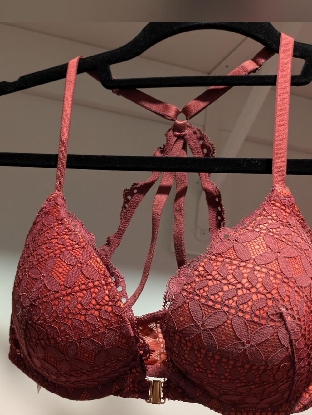 Victoria's Secret Lace Push-Up Bralette in Maroon